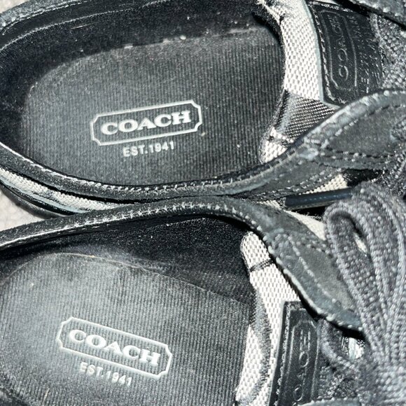 COACH BAYLEE SIGNATURE LOGO BLACK & WHITE SNEAKERINAS - BALLET FLAT SNEAKERS -6M - Picture 5 of 9